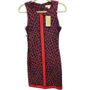 Michael Michael‎ Kors red and blue coral reef dress size small NWT